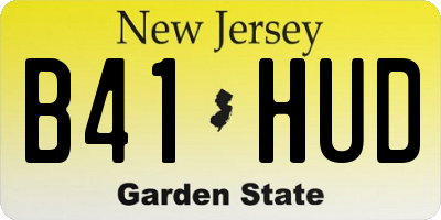 NJ license plate B41HUD