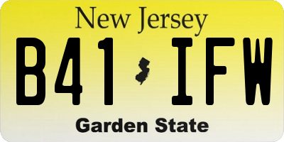NJ license plate B41IFW