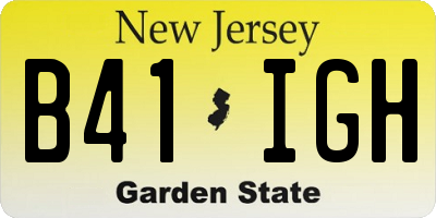 NJ license plate B41IGH