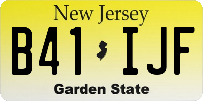 NJ license plate B41IJF