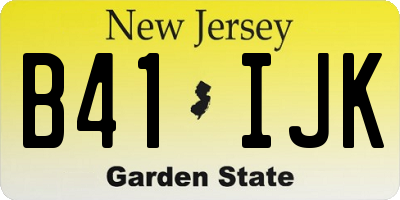 NJ license plate B41IJK