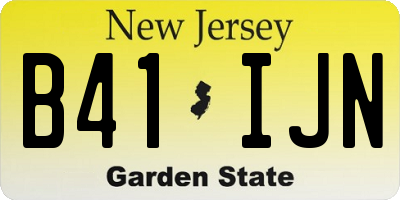 NJ license plate B41IJN