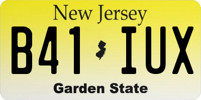 NJ license plate B41IUX