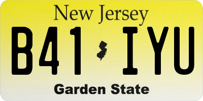 NJ license plate B41IYU