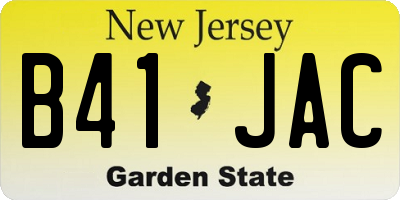 NJ license plate B41JAC