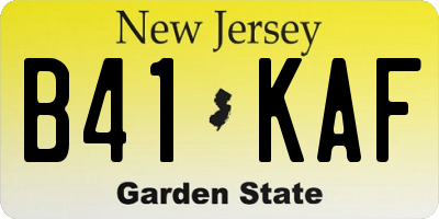NJ license plate B41KAF