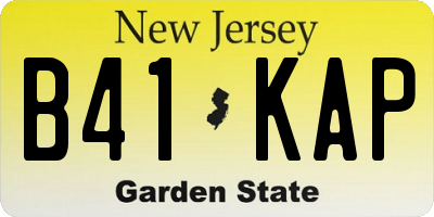 NJ license plate B41KAP