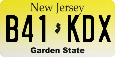 NJ license plate B41KDX