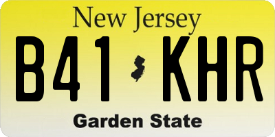 NJ license plate B41KHR