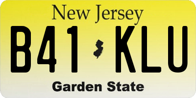 NJ license plate B41KLU