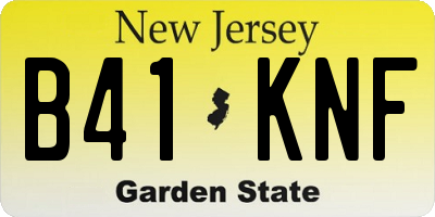 NJ license plate B41KNF