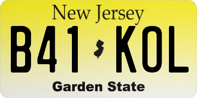 NJ license plate B41KOL