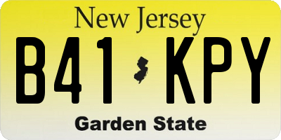 NJ license plate B41KPY
