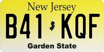 NJ license plate B41KQF