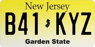 NJ license plate B41KYZ