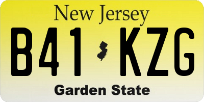 NJ license plate B41KZG