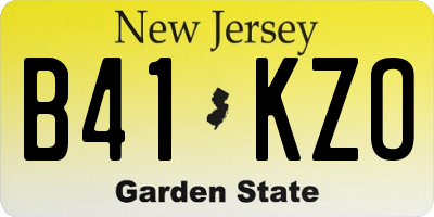 NJ license plate B41KZO