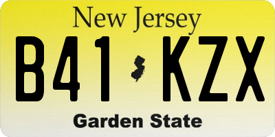 NJ license plate B41KZX