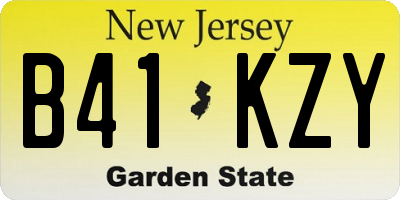 NJ license plate B41KZY