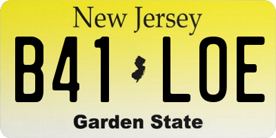 NJ license plate B41LOE