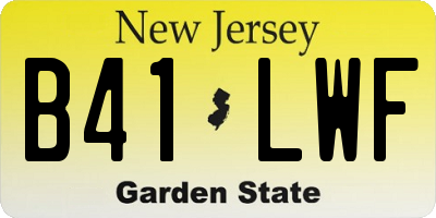 NJ license plate B41LWF