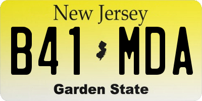 NJ license plate B41MDA