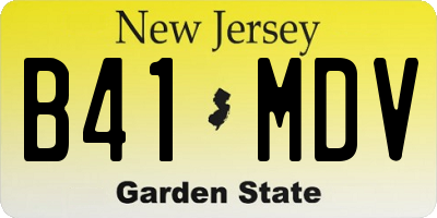 NJ license plate B41MDV