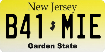 NJ license plate B41MIE