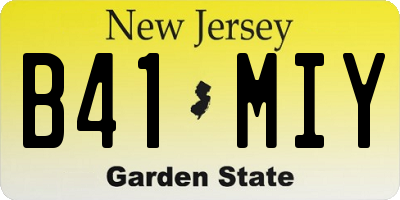 NJ license plate B41MIY
