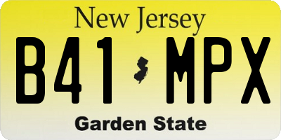 NJ license plate B41MPX