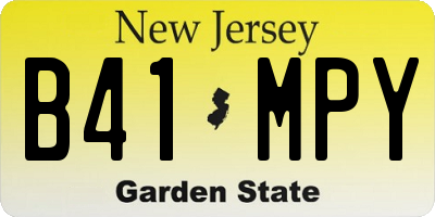 NJ license plate B41MPY