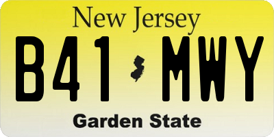 NJ license plate B41MWY