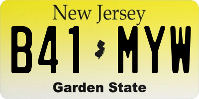 NJ license plate B41MYW