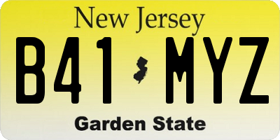 NJ license plate B41MYZ