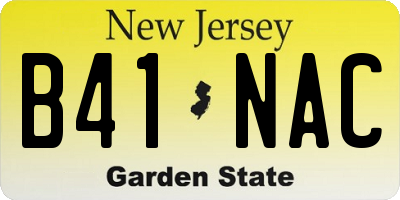 NJ license plate B41NAC