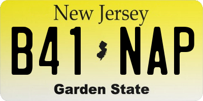 NJ license plate B41NAP