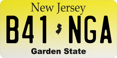 NJ license plate B41NGA