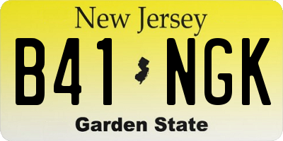 NJ license plate B41NGK