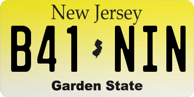NJ license plate B41NIN