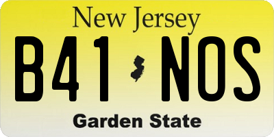 NJ license plate B41NOS