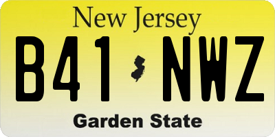 NJ license plate B41NWZ