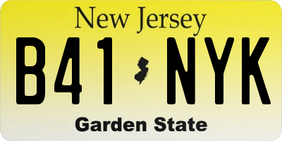 NJ license plate B41NYK