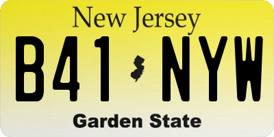 NJ license plate B41NYW