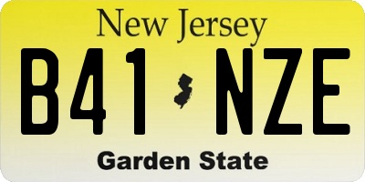 NJ license plate B41NZE