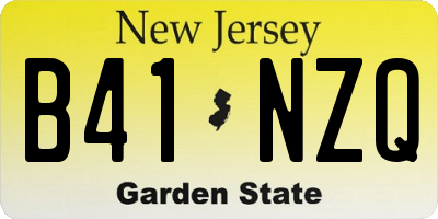 NJ license plate B41NZQ
