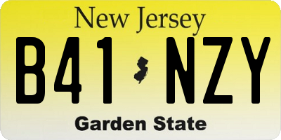 NJ license plate B41NZY