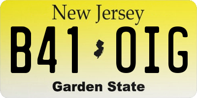 NJ license plate B41OIG