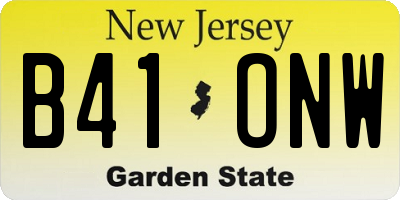 NJ license plate B41ONW