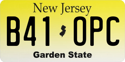 NJ license plate B41OPC