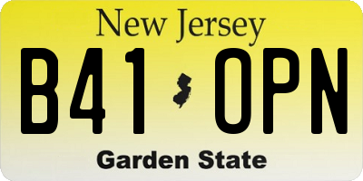 NJ license plate B41OPN